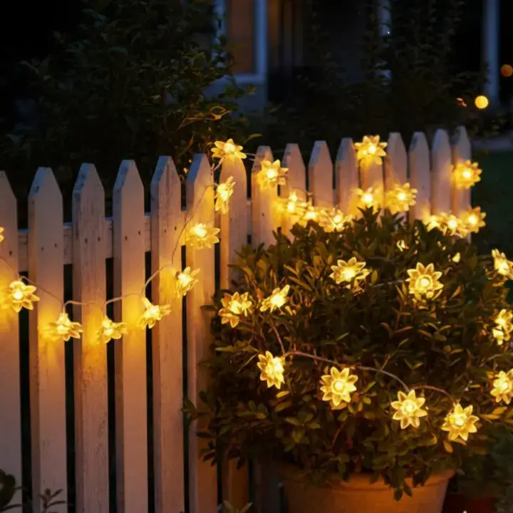 Solar balcony light lighting up a patio area at night, stylish balcony lamp design