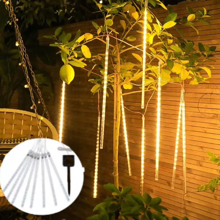 Solar powered indoor lights creating warm, energy-efficient illumination in a modern living room