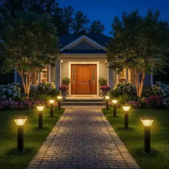 Solar pathway lights for garden and walkways, outdoor lights waterproof with bright and durable LED lights outdoor waterproof.